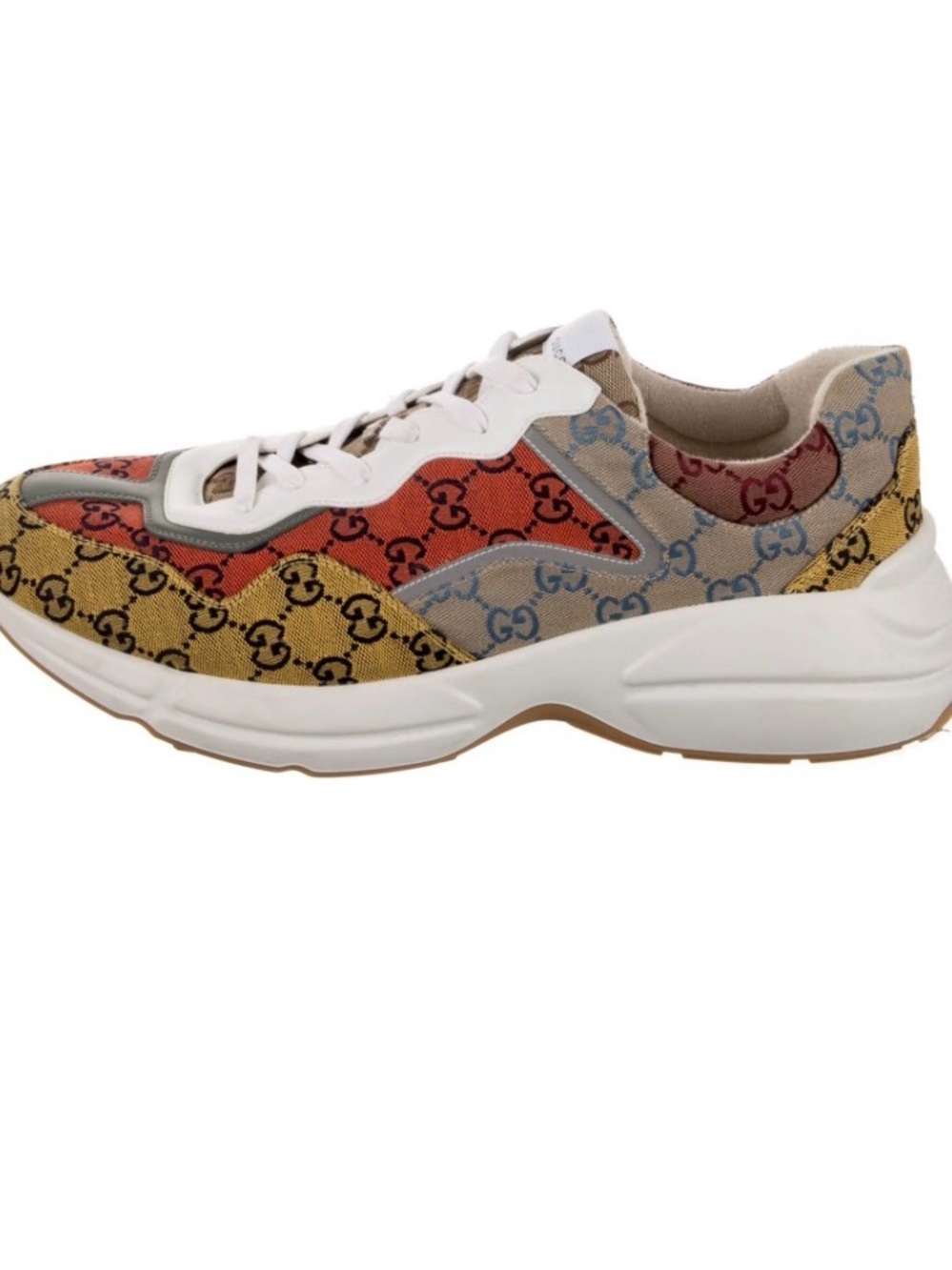 Gucci Multicolor Rhyton GG Monogram Canvas Low-Top Knit Runner Sneakers